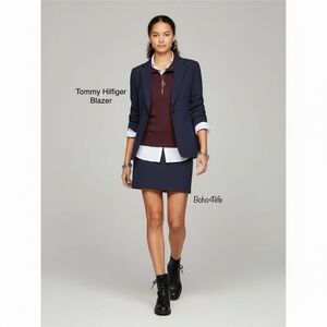 NWT $139 Tommy Hilfiger Women's Blue Blazer single button Business Jacket Sz 4